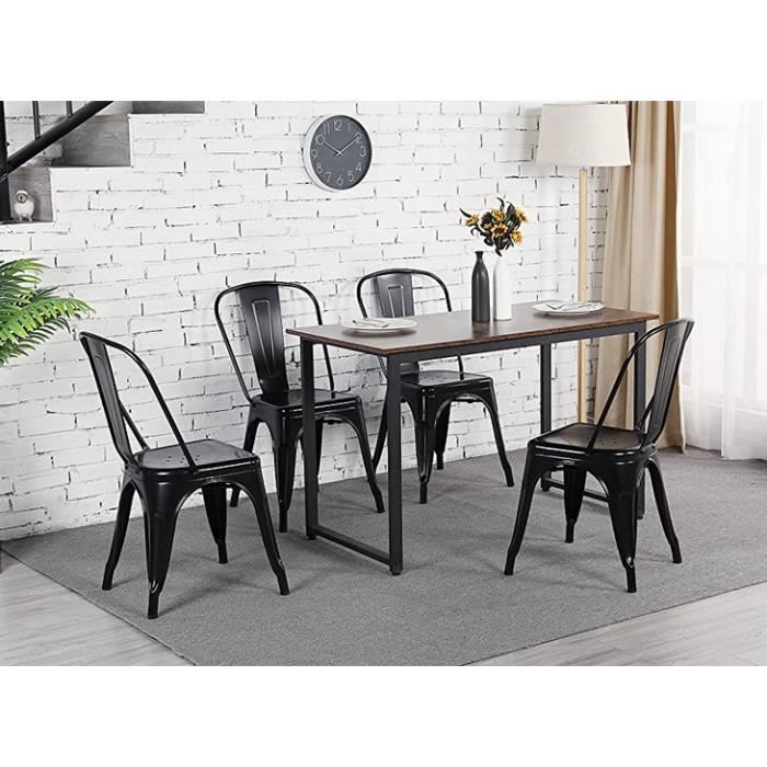 Chaises de Manger en Métal Industriel HEkyyyi - Lot de 8 - Empilables pour Café Restaurant Bistro Bar