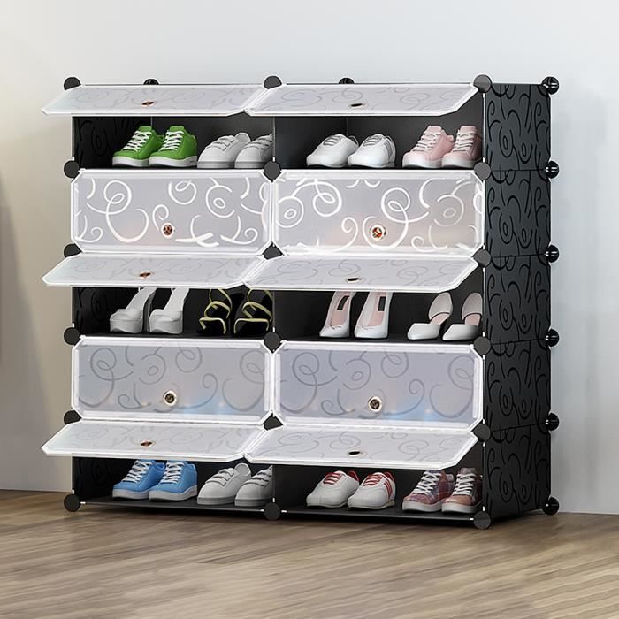Meuble Armoire A Chaussures 10 Cubes Etageres Modulable De