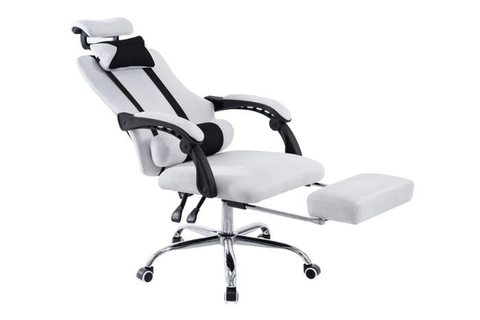 fauteuil de bureau ergonomique avec repose-pieds extensible appui-tête blanc - bur10087