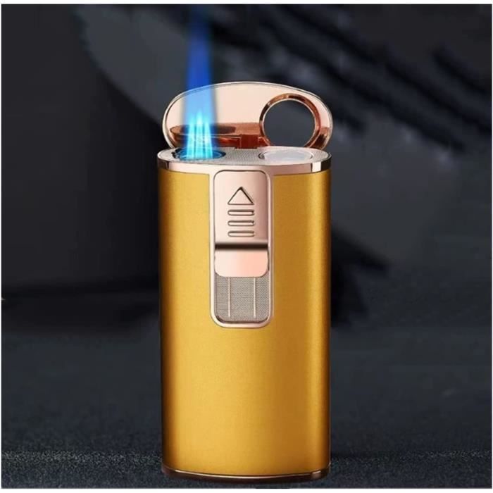 Briquet Torche Triple Jet PIPITA - Flamme Coupe-vent Rechargeable Avec Poinçon Intégré