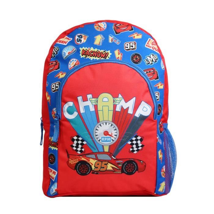 Sac dos 37 cm avec poche Disney Cars Voiture Flash McQueen Rouge