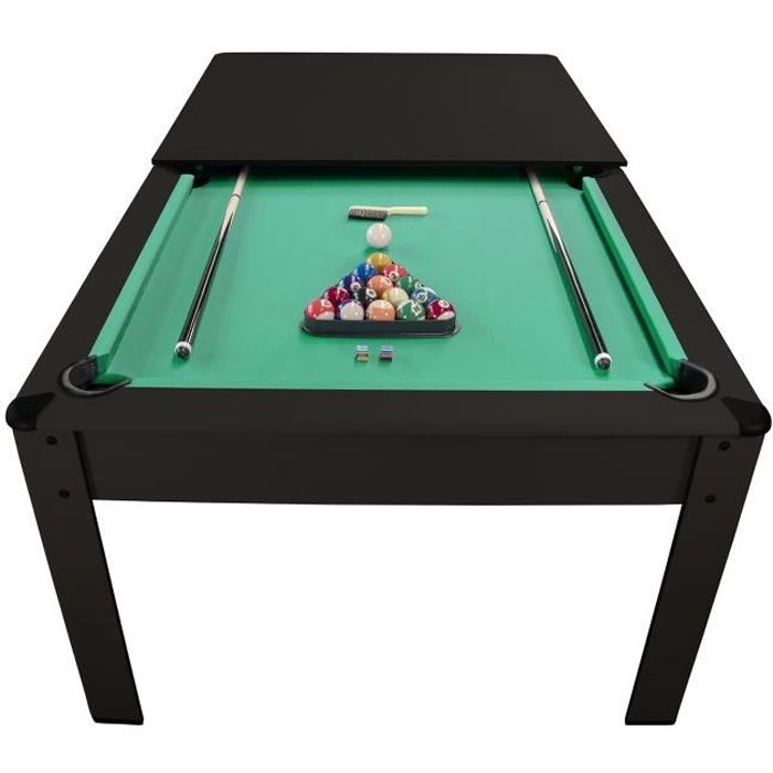 Table de Billard Américain HARMONY 6Ft - Accessoires et plateau dînatoire - Couleur Ebène et Tapis Vert