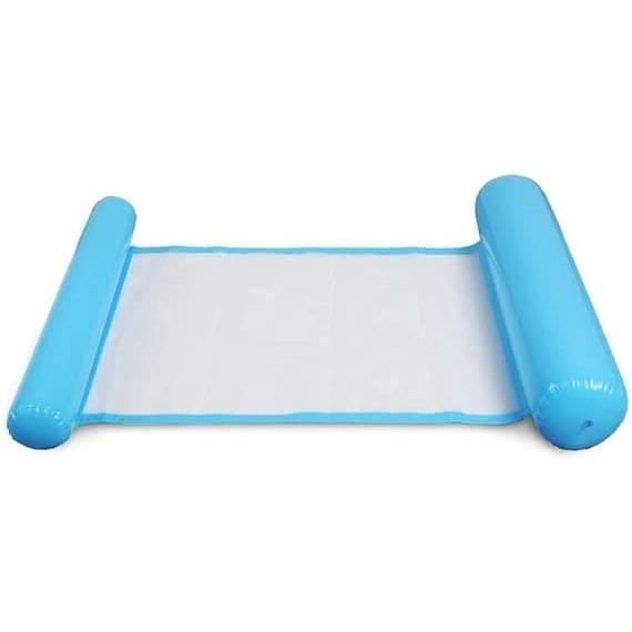 Matelas Gonflable Piscine Hamac - 170x80 Cm - Avec Filet Central - Chaise Longue Eau - PVC Résistant - Adulte/Enfant 14+ - Bleu