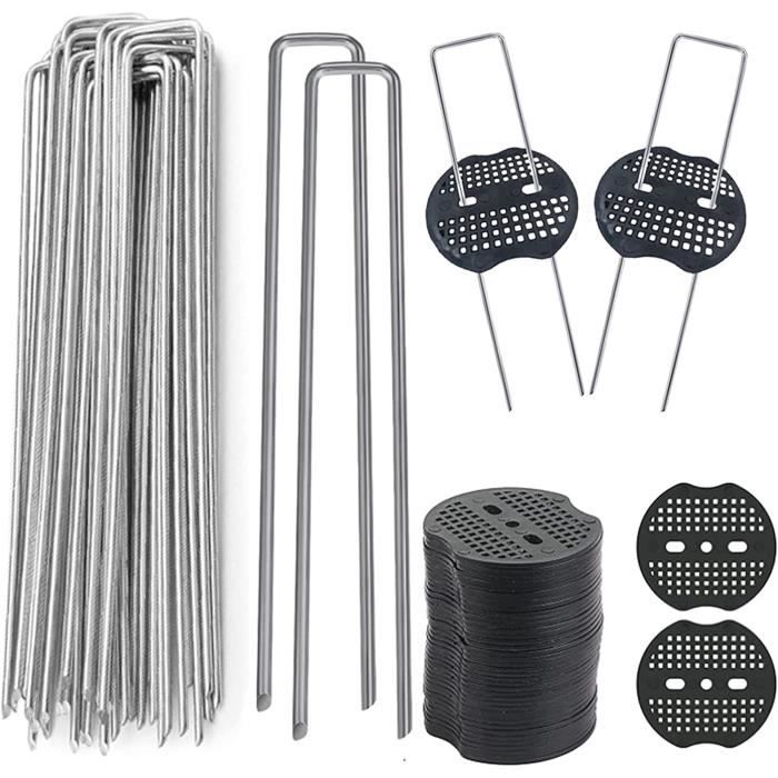 100 Piquets D'Ancrage En U - Acier Galvanisé - 15cm - Pour Toile De Jardin, Clôture, Camping