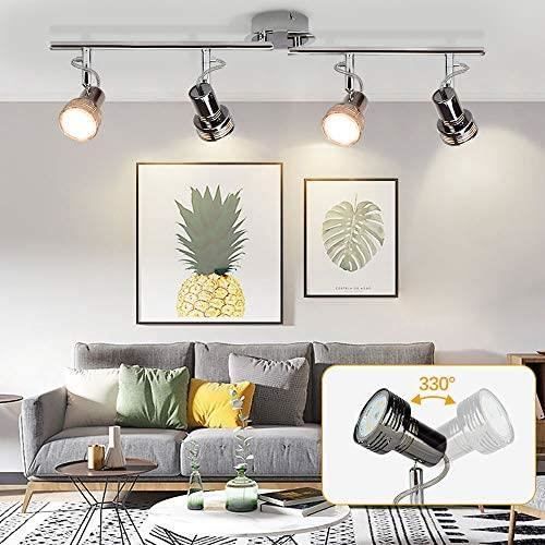 Leselux Plafonnier 4 Spots LED Orientables - Noir, GU10 (Ampoules Non Incluses) - Pour Salon/Cuisine