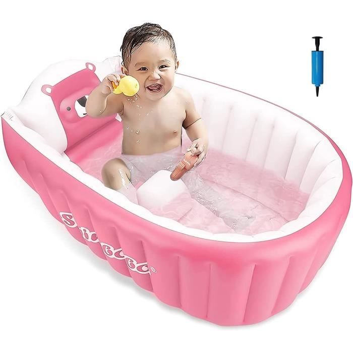Baignoire Bébé Gonflable Pliable - 75x45x25 Cm, Avec Bouchon De Vidange, Pour Bain Et Voyage - 2