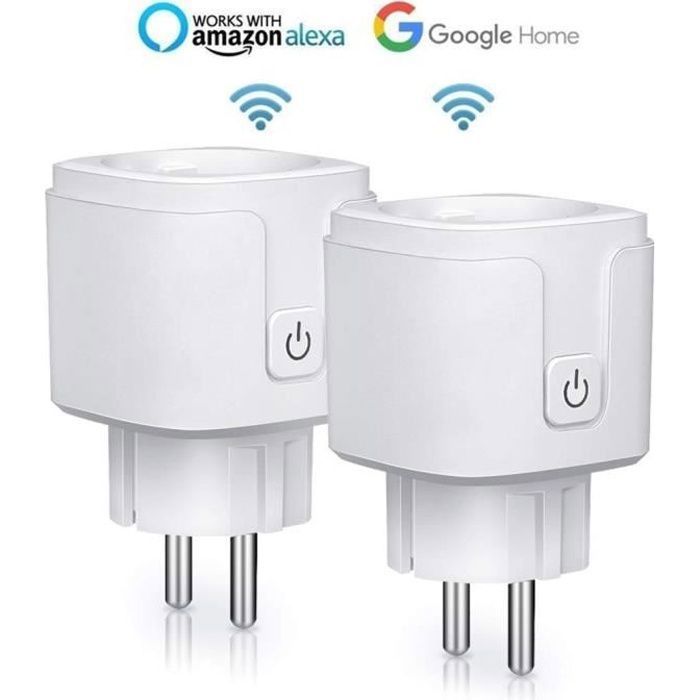 JISUSU Smart Prise Intelligente Prise Connectée Wifi Alexa Google Convient pour Android IOS Phone 2 Pièce 