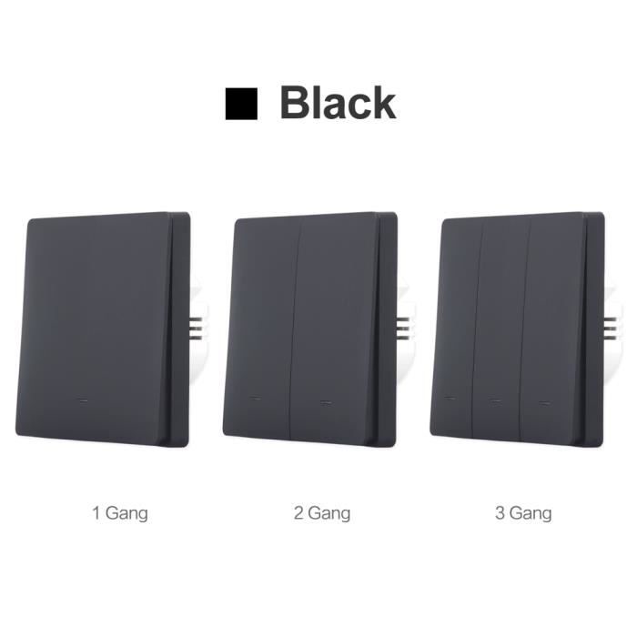 Interrupteur Mural Connecté Zigbee IHelios - 2 Boutons Verre Noir - Sans Neutre