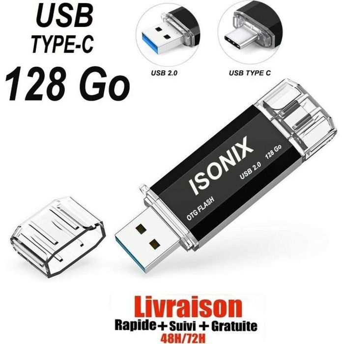 Clé USB 128 Go Type C 2 en 1 USB OTG Pendrive pour Samsung Huawei-Noir -  Cdiscount Informatique