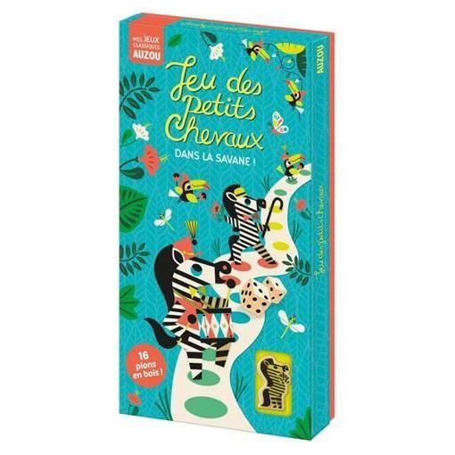 Jeu classique Auzou Jeu des petits chevaux dans la savane Multicolore