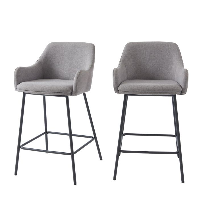 Lot de 2 tabourets de bar NILS tissu gris Lot de 2 tabourets de bar NILS tissu gris