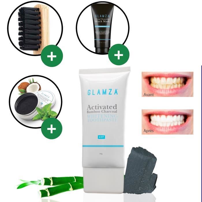 Dentifrice Charbon Blanchiment Des Dents Poudre Charbon Actif Brosse A Dents Bambou Masque Anti Points Noirs Gamme Glamza Cdiscount Au Quotidien