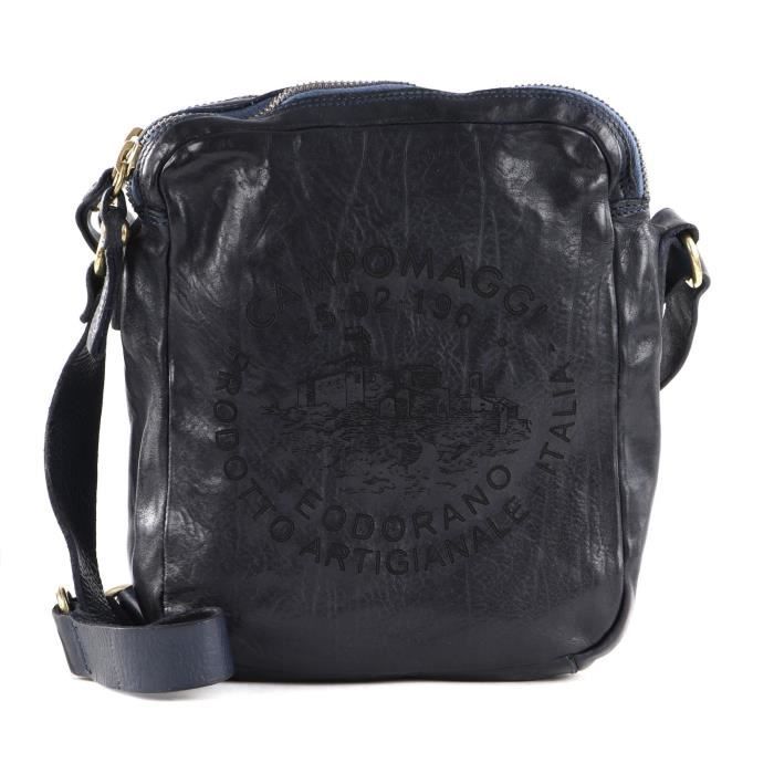 Sac Bandoulière Crossbody CAMPOMAGGI - Cuir Marron Cognac - 100% Coton - Neuf Avec étiquettes - Fabriqué En Italie
