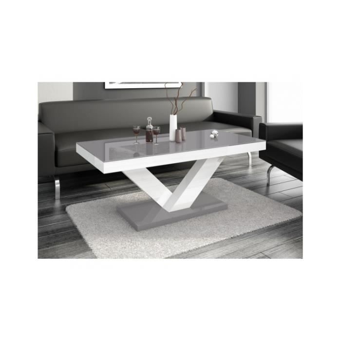 table basse design 120 cm x 60 cm x 49 cm - gris / blanc