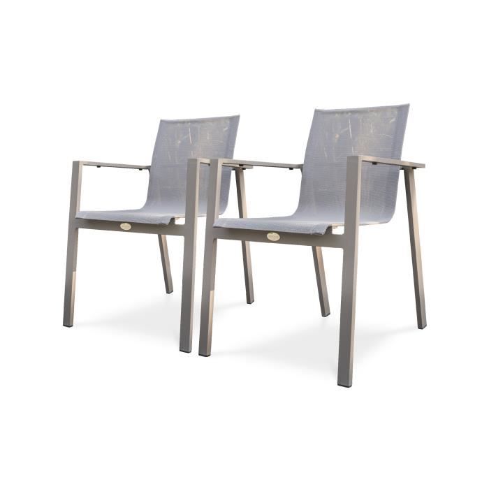 fauteuil de jardin - dcb garden - zahara - aluminium - empilable - taupe