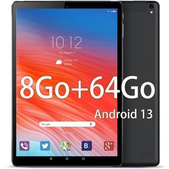 Tablette Tactile 10 Pouces 8 Go RAM 64 Go ROM Android 13 Tablettes Certification Google GMS Caméra 5+8MP 8000mAh Bluetooth