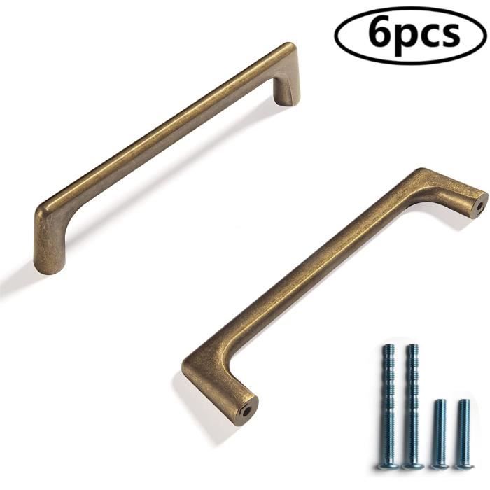 Lot De 6 Poignes De Meuble Dores Entraxe De Trou 128 Mm Poignes En