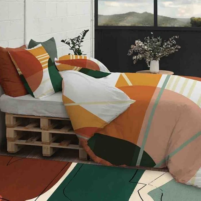 Housse De Couette Satin 220X240 Vin Rouge Avec 2 Taies D'Oreiller 65X65