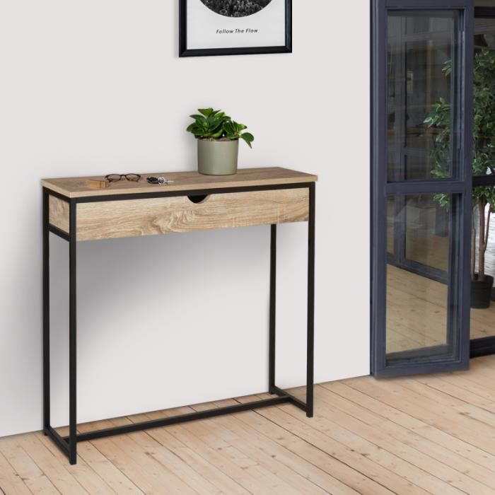 IDMARKET Console 1 tiroir DETROIT design industriel