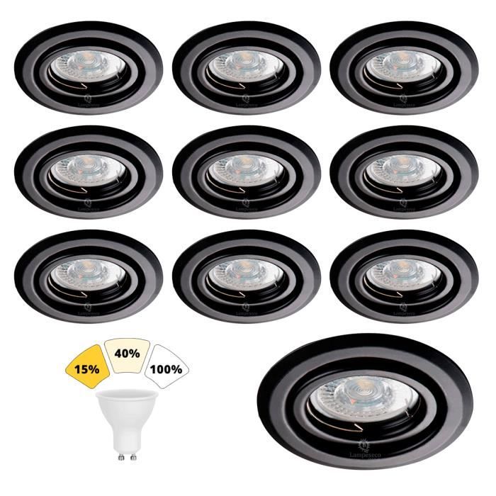 50 Spot LED encastrable complet blanc Fixe avec Ampoule GU10 7W Dimmable