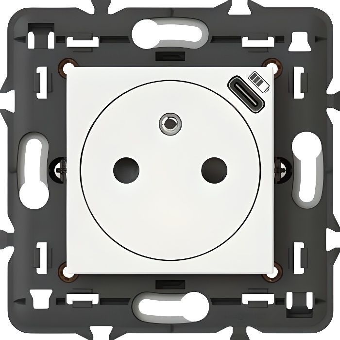 Prise encastrée 2P+T 16A avec chargeur USB-C 1,5A complet - Mosaic - blanc - Legrand main image 0