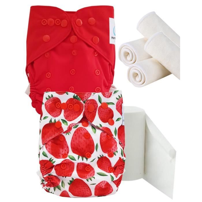 Pack Essai Couches Lavables Te2 Insert Et Voiles De Protection Fraises Cdiscount Puericulture Eveil Bebe