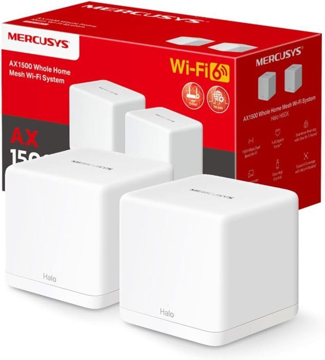 WiFi Mesh WiFi 6 Bi-Bande AX1500Mbps – MERCUSYS Halo H60X(2-pack) – Couverture Jusquà 350 m² – 3 Ports Gigabit – Contrôle Parental