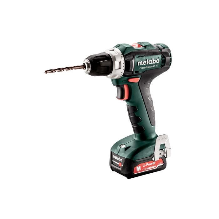 Perceuse visseuse sans fil METABO PowerMaxx BS 12 2 Batteries lithium 2 Ah 1400 toursmin Métal
