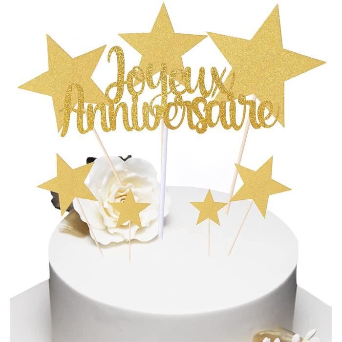 8 Pcs Decoration Gateau Joyeux Anniversaire Cake Topper,Decor Gateau Happy  Birthday Étoiles Or pour Fête Anniversaire Fille Garcon - Cdiscount Maison