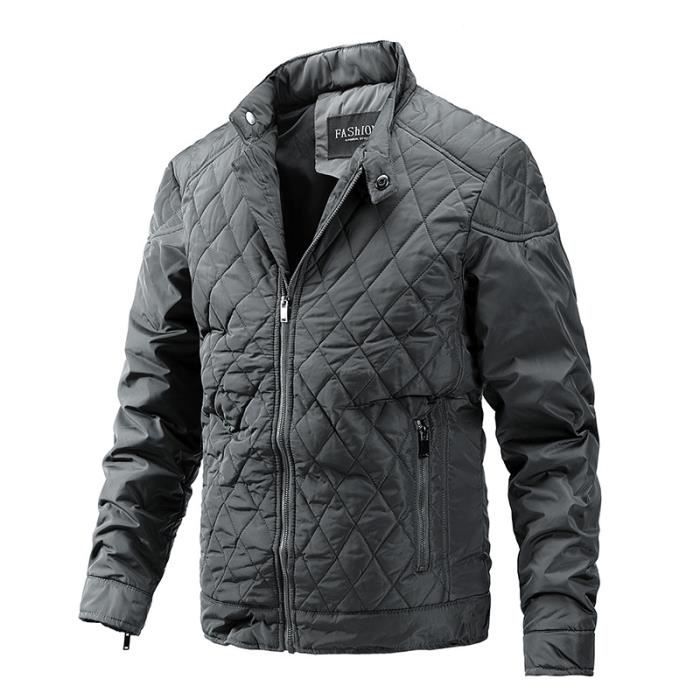 Blouson Motard Homme - Hommes hiver laine coupe courte chaud