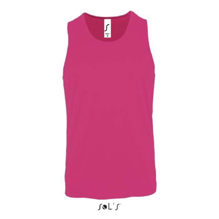 Débardeur de Running Homme Rose Fluo 2 - SOL'S - Sporty Tt - Respirant - Fitness - Sans manche