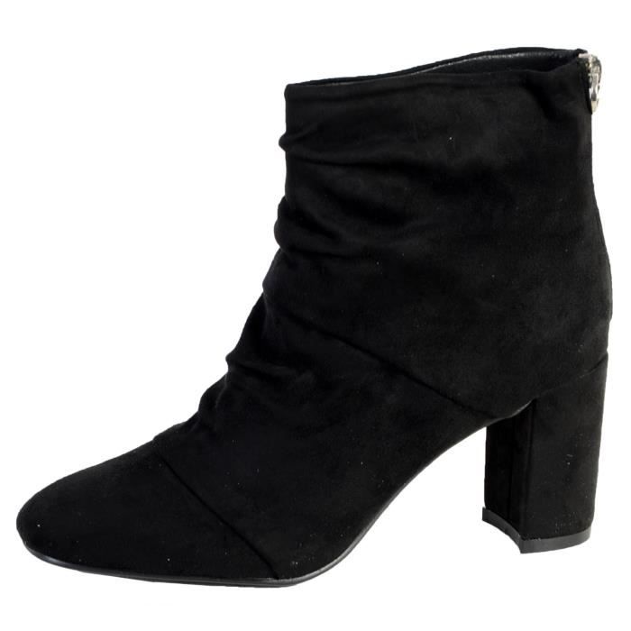 Bottine Femme - The Divine Factory - QL3827 - Talon Carré - Noir - Confort exceptionnel