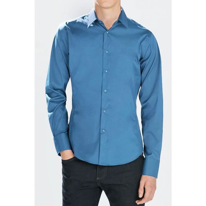 Chemise classique Homme Turquoise KEBELLO Manches longues