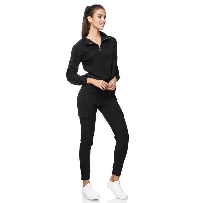 Women leisure Cargo Sport Suit Fitness Set Tracksuit Workout Noir