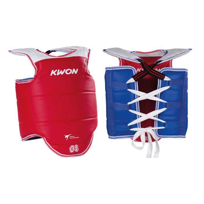 Plastron De Taekwondo De Compétition Double Face - Certifié WT, Tailles XXS à XL, Rouge/Bleu - 6
