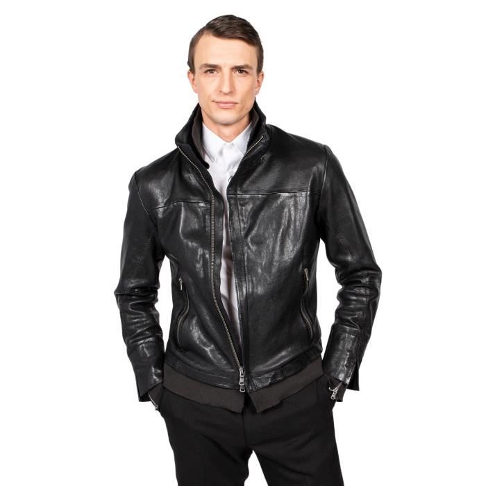 veste en cuir freaky nation drue-fn - black - m