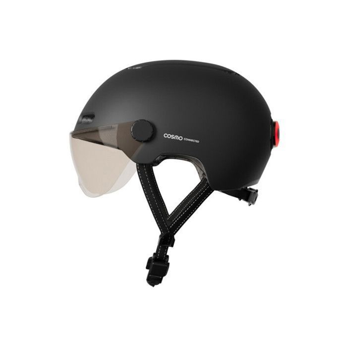 Casque Vélo et Trottinette Noir Mat avec Visière Intelligent - Cosmo Fusion