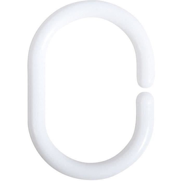 MSV - Lot de 12 Anneaux rideaux douche Blanc premium