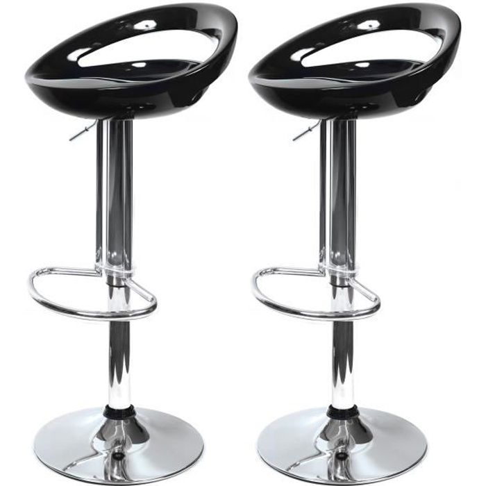 Tabouret de bar - NEXTECH - Lot de 2 - Noir - Réglable en hauteur