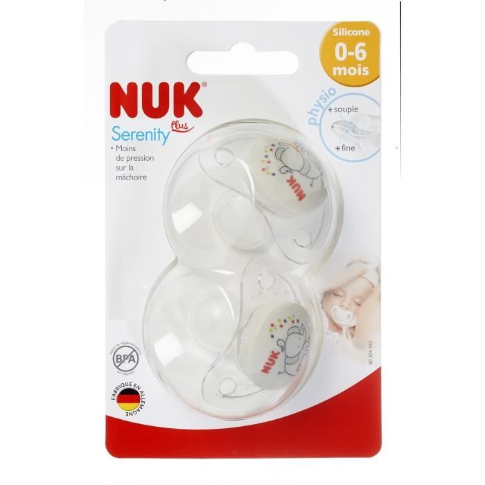 NUK 2 Sucettes SERENITY+ Silicone 0-6m ELEPHANT - Cdiscount Puériculture &  Eveil bébé