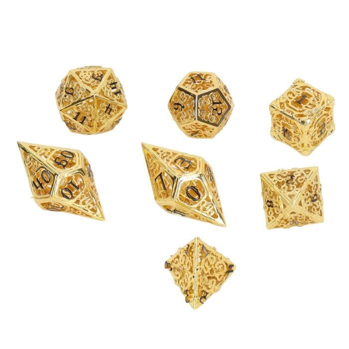 Jeu De Dés D&D En Métal + Roulette Engrenage - 7 Dés Polyédriques - Cadeau RPG, MTG - Boîte Cadeau