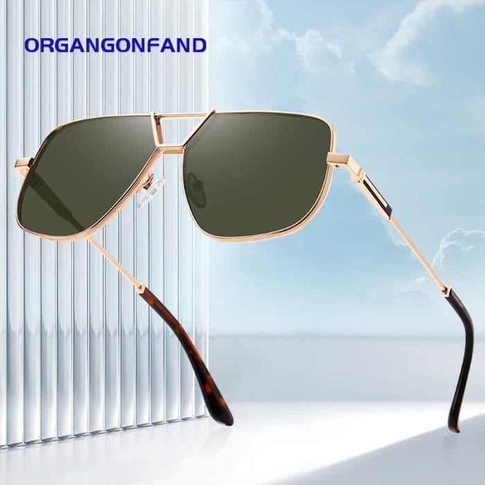 2022 nouvelles Métal lunettes de soleil hommes conduite lunettes polarisées mode lunettes de soleil colorées-vert