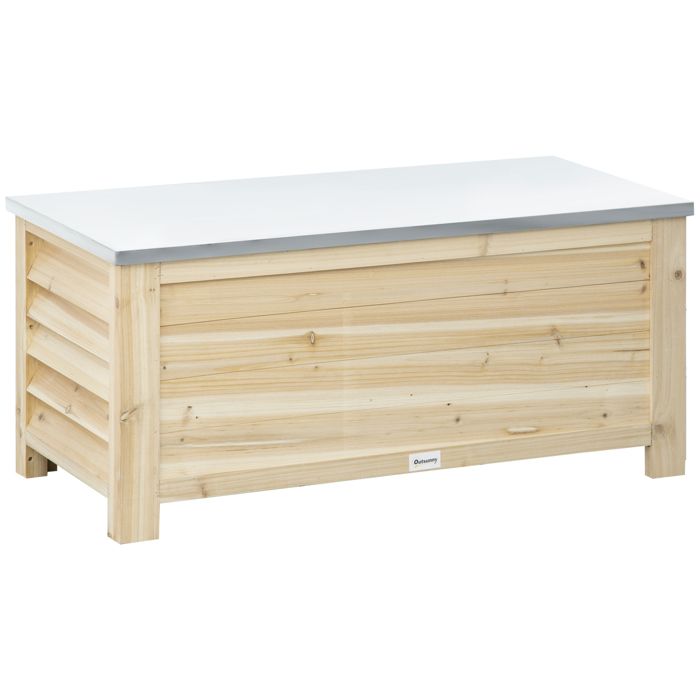 Outsunny - Coffre de jardin - Bois de sapin - 110x50x50cm - Bois naturel