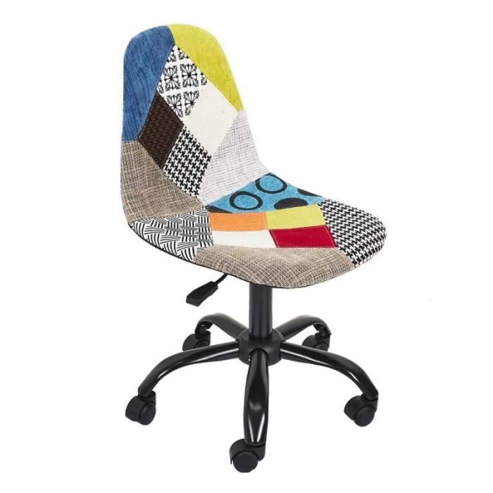 chaise de bureau "patchwork" 78-91cm multicolore - paris prix