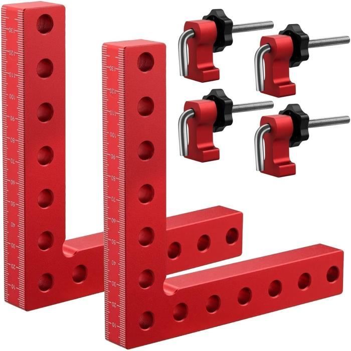 2 Pièces serre joint angle à 90 degrés, menuisier outillage, etau Alliage d'Aluminium, serrage 2 Pièces serre joint angle à 90 degrés, menuisier outillage, etau Alliage d'Aluminium, serrage