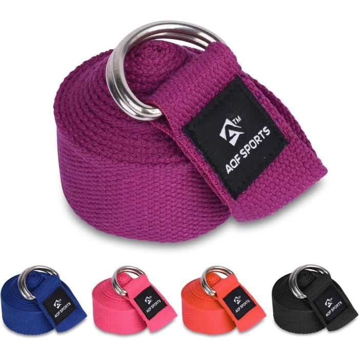 Lot de 5 sangles réglables pour exercices de yoga de 2,4 m | eBook bonus