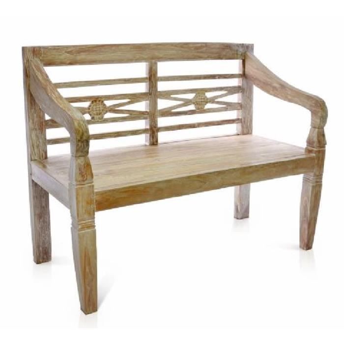 Banc 2 Places En Teck Massif 115cm Achat Vente Banc D Exterieur Banc 2 Places En Teck Massi Cdiscount
