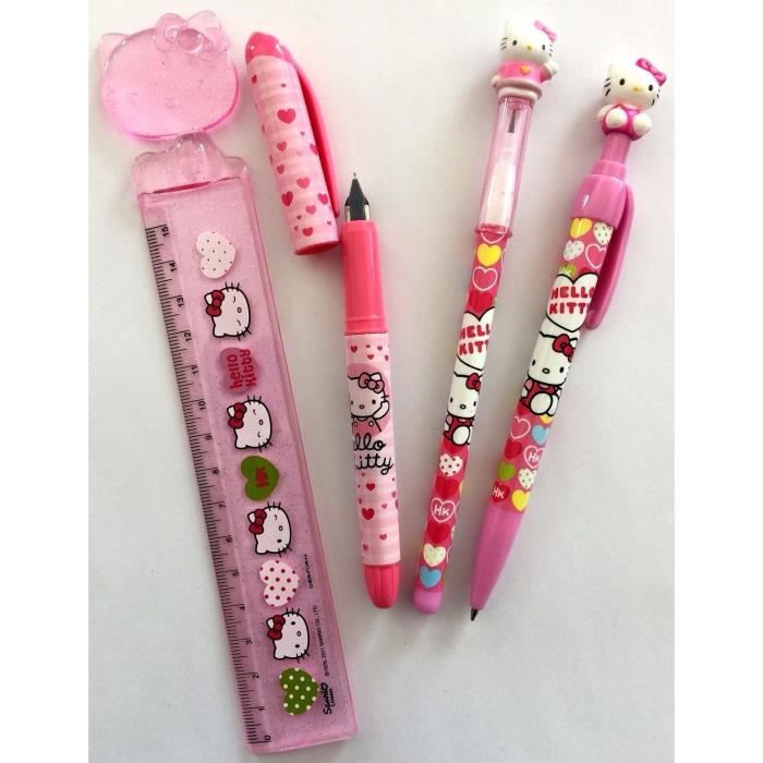 Hello Kitty set scolaire stylo plume stylo bille crayon règle 15 cm idée cadeau