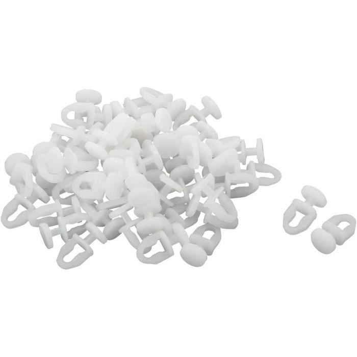 Lot De 30 Rouleaux De Rail à Rideaux - Plastique Blanc - Pour Système Coulissant De Voilage Ou Rideau Léger