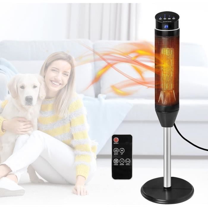 Chauffage D'appoint électrique Céramique PTC 1500W YASHE - Télécommande, Minuterie 24h, Sécurités, Silencieux
